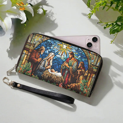 God Leather Wallet The Holy Night in Stained Glass