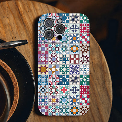 Sewing Lover Leather Phone Case Traditional Quilt Blocks