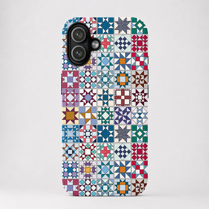 Sewing Lover Leather Phone Case Traditional Quilt Blocks