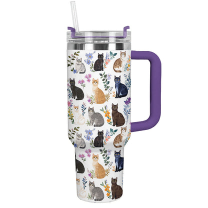 Cat 40 oz Tumbler Charming Floral Cats