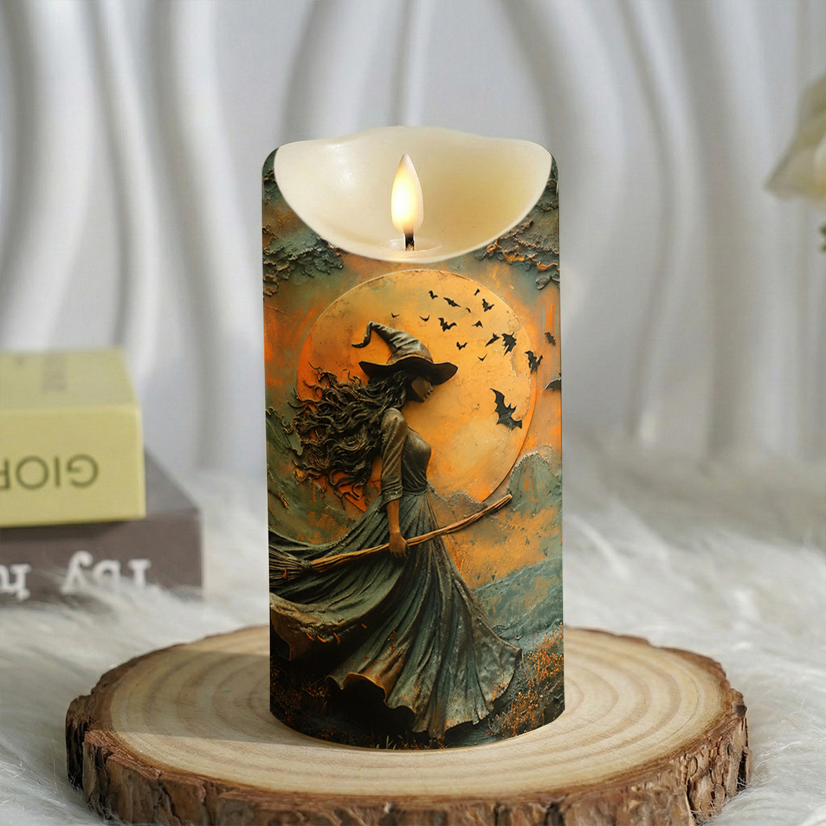 Witch of the Enchanted Moon LED Candle Halloween Décor