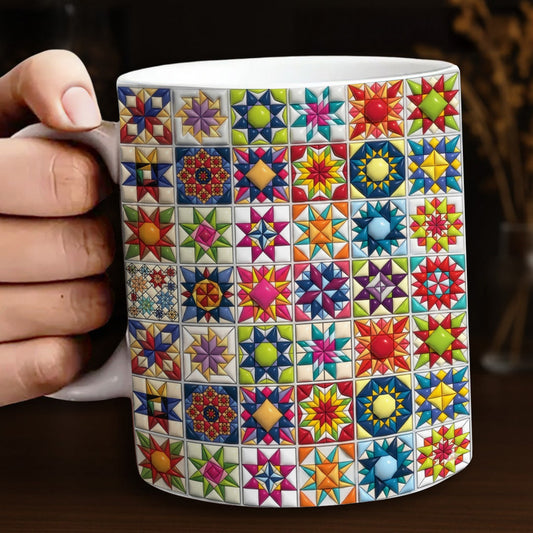 Sewing Lover 11Oz Mug Colorful Star Quilt Blocks