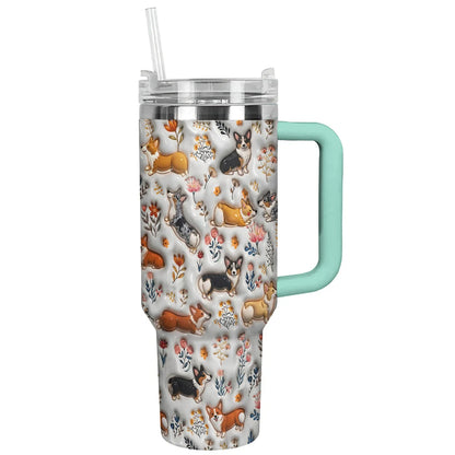 Corgi 40 oz Tumbler Happy Field Flowers