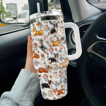 Corgi 40 oz Tumbler Happy Field Flowers