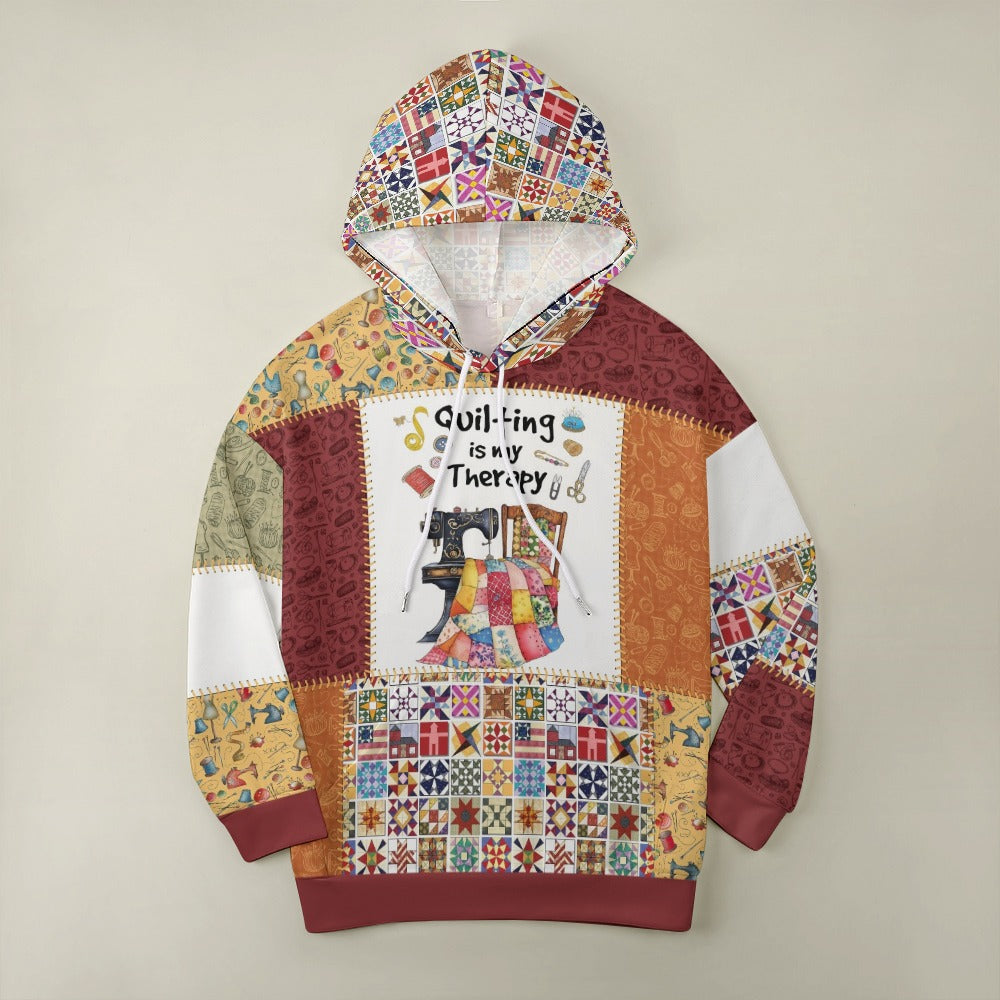 Sewing Lover Dropped Sleeve Hoodie Quilting Is My Therapy