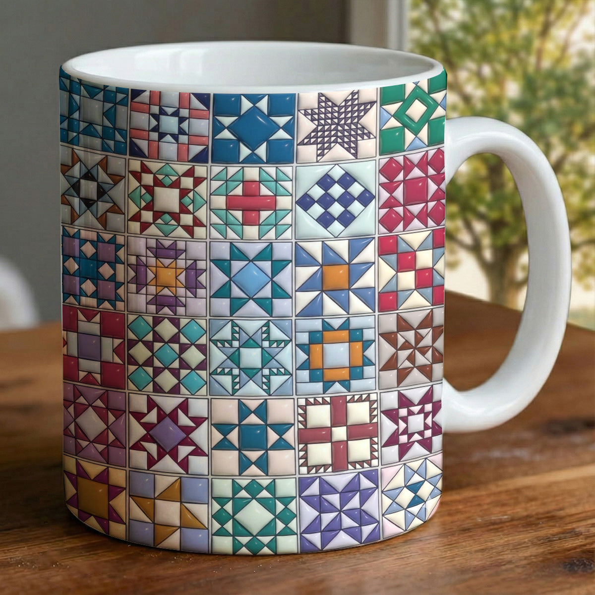 Sewing Lover Ceramic Mug Traditional Quilt Blocks