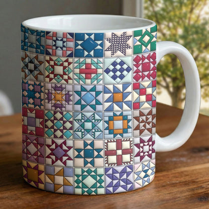 Sewing Lover Ceramic Mug Traditional Quilt Blocks