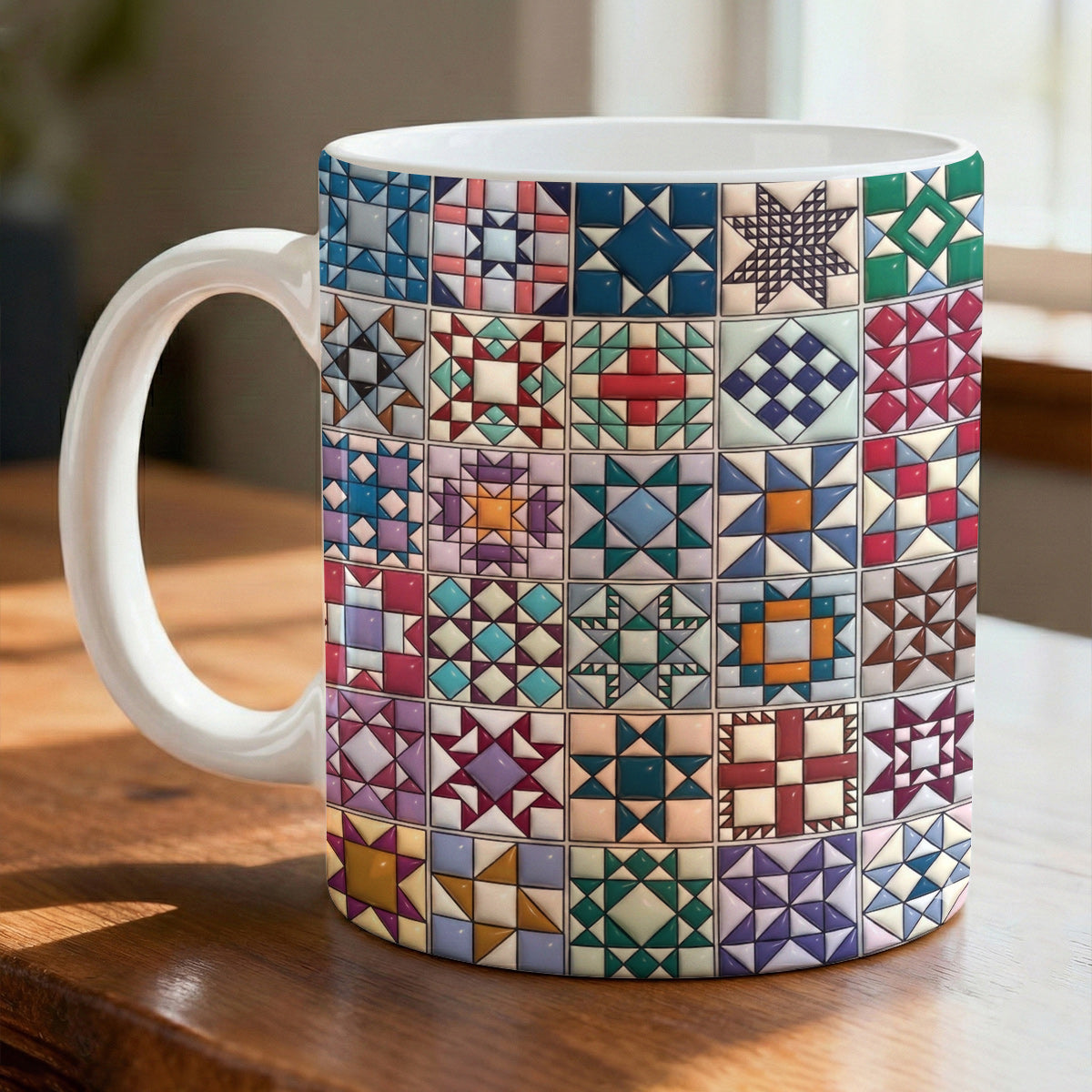 Sewing Lover Ceramic Mug Traditional Quilt Blocks