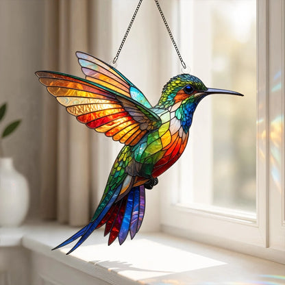 Vibrant Hummingbird 3D Glass Suncatcher – Bird Lover Gift & Window Décor