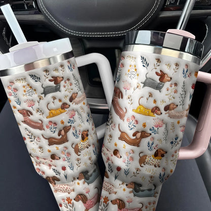 Dachshund 40 oz Tumbler Happy Field Flowers