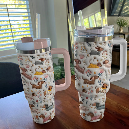 Dachshund 40 oz Tumbler Happy Field Flowers