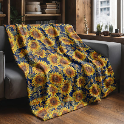 Sunflower Fleece Blanket Gorgeous Sunflowers