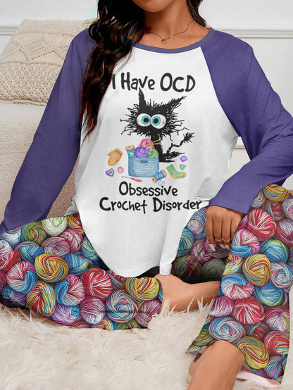Crochet Lover Raglan Lounge Pajamas I Have OCD Obsessive Crochet Disorder