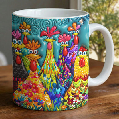 Chicken Ceramic Mug Colorful Chicken Garden
