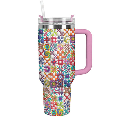 Sewing Lover 40 oz Tumbler Colorful Quilt Blocks