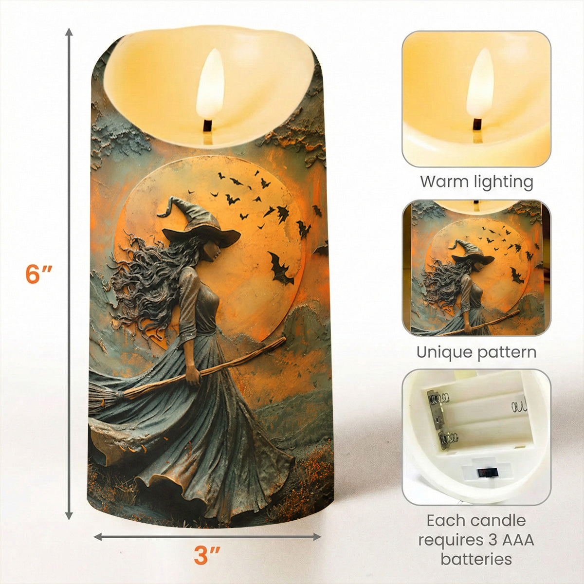 Witch of the Enchanted Moon LED Candle Halloween Décor
