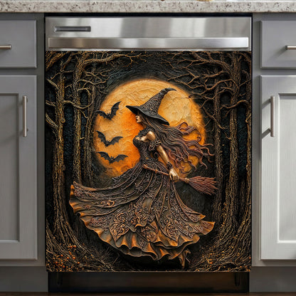 Witch Magnetic Dishwasher Cover Witch of the Amber Moon Halloween Décor