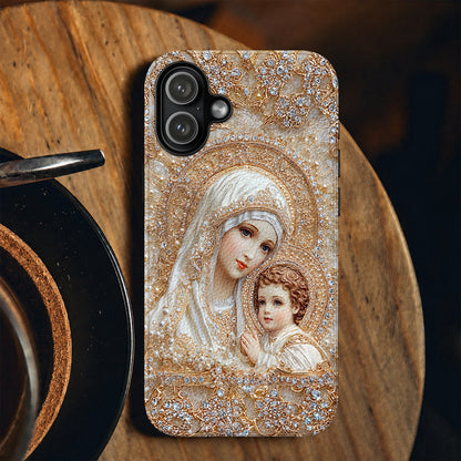 Mary Leather Phone Case Heavenly Grace In Radiant Splendor