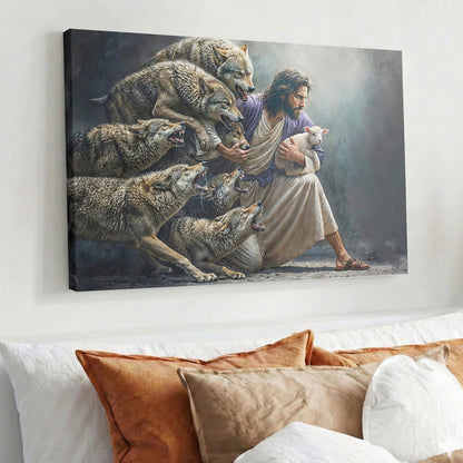 God Wooden-Framed Canvas Wall Art The Shepherd Defender