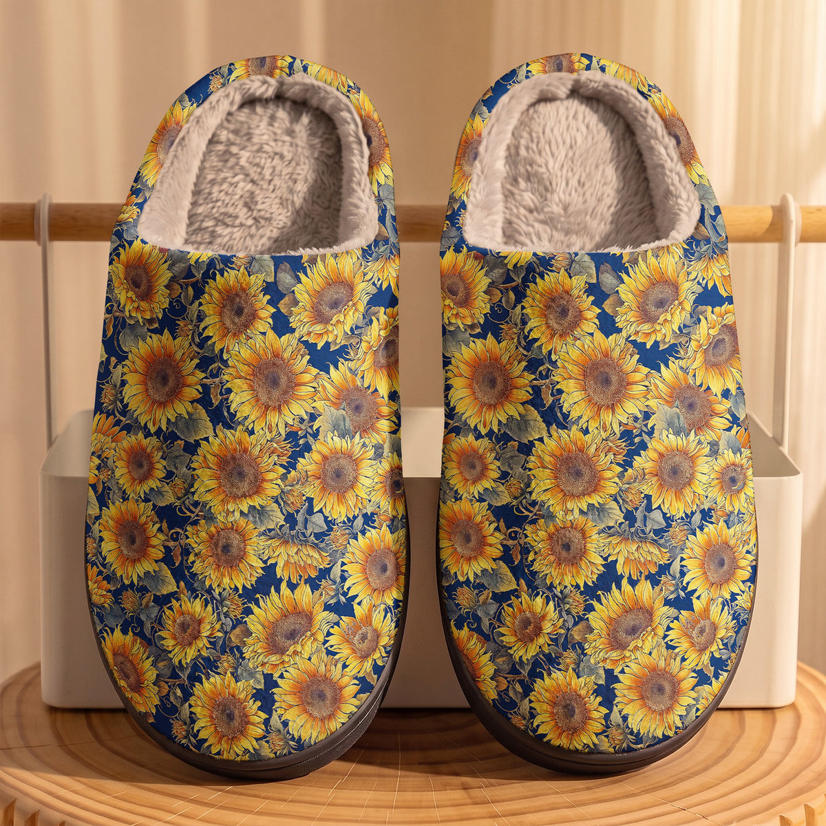 Sunflower Fleece Lined Slippers Gorgeous Flowers