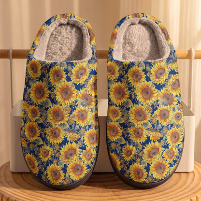 Sunflower Fleece Lined Slippers Gorgeous Flowers