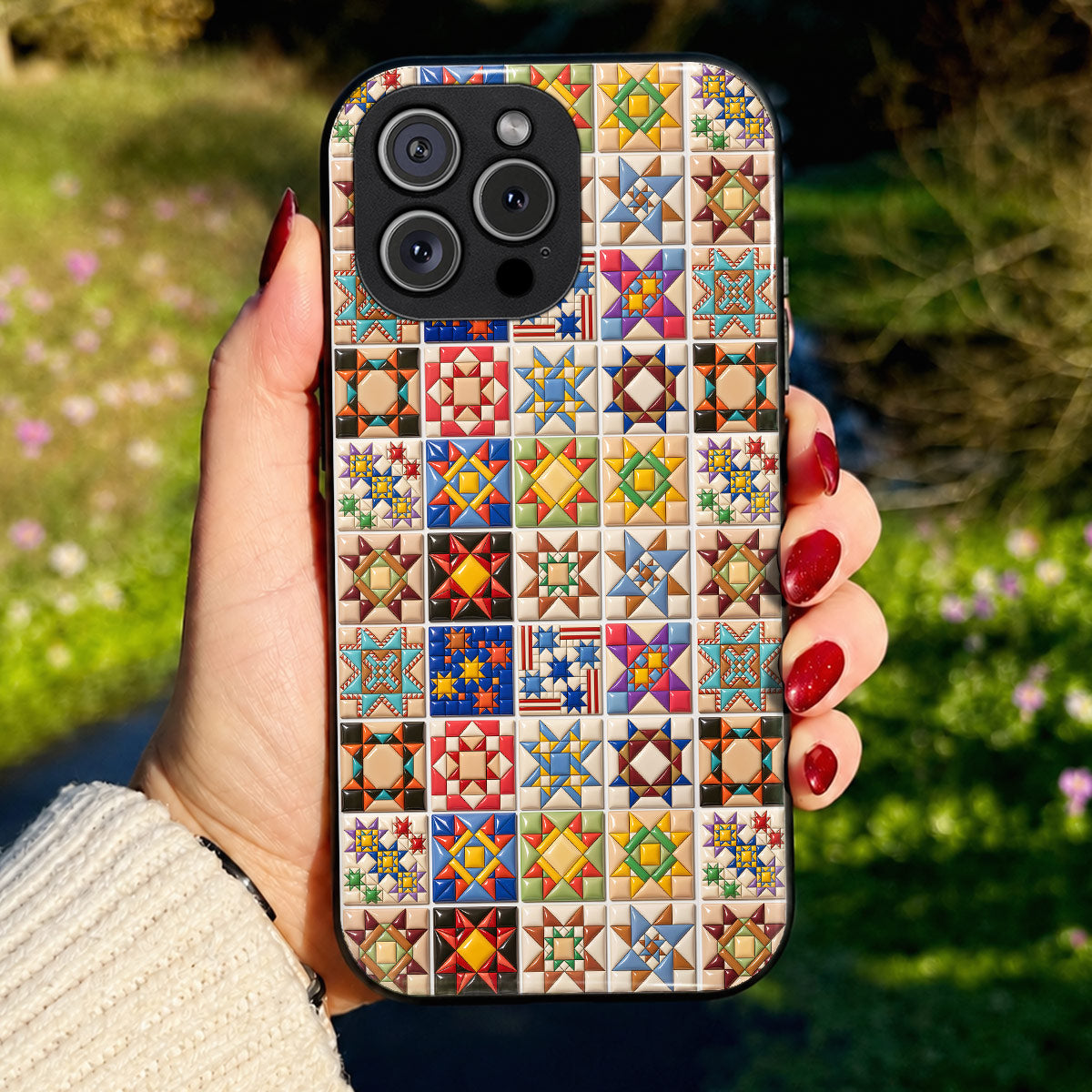 Sewing Lovers Phone Case Glossy Quilt Blocks