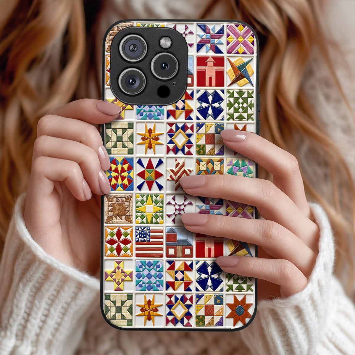 Sewing Lover Phone Case Vintage Quilt Blocks