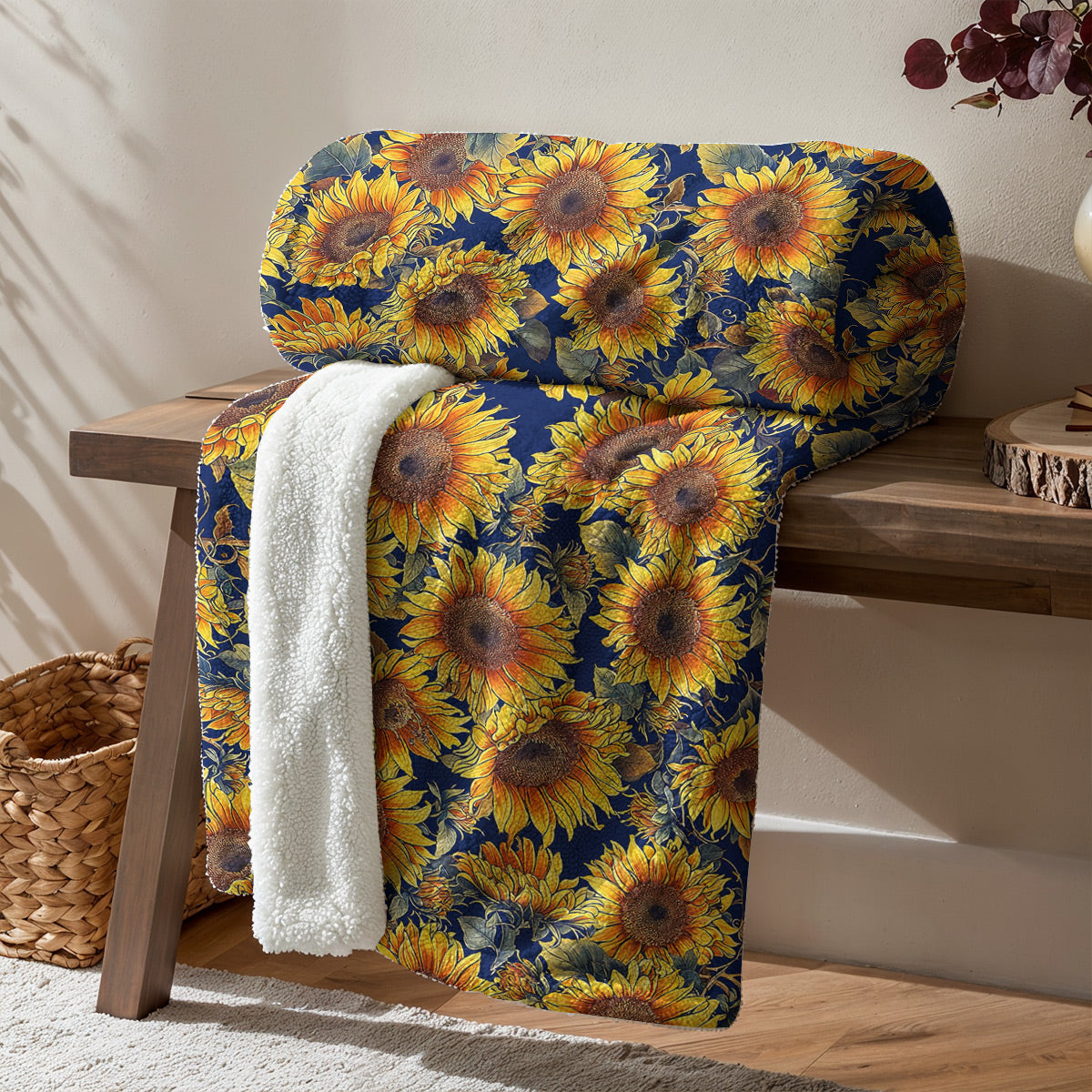 Sunflower Fleece Blanket Gorgeous Sunflowers