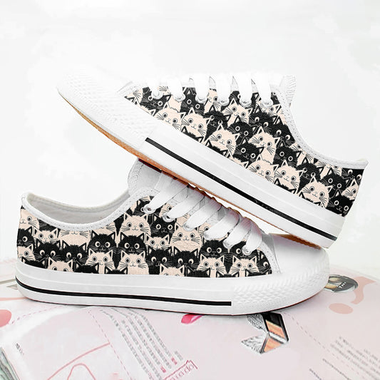 Cat Women's Low Top Shoes Cute Fat Cats