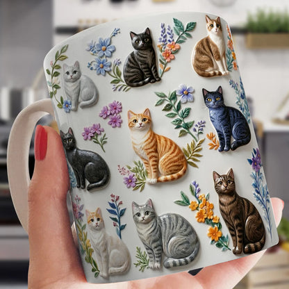 Cat 11Oz Mug Charming Floral Cats