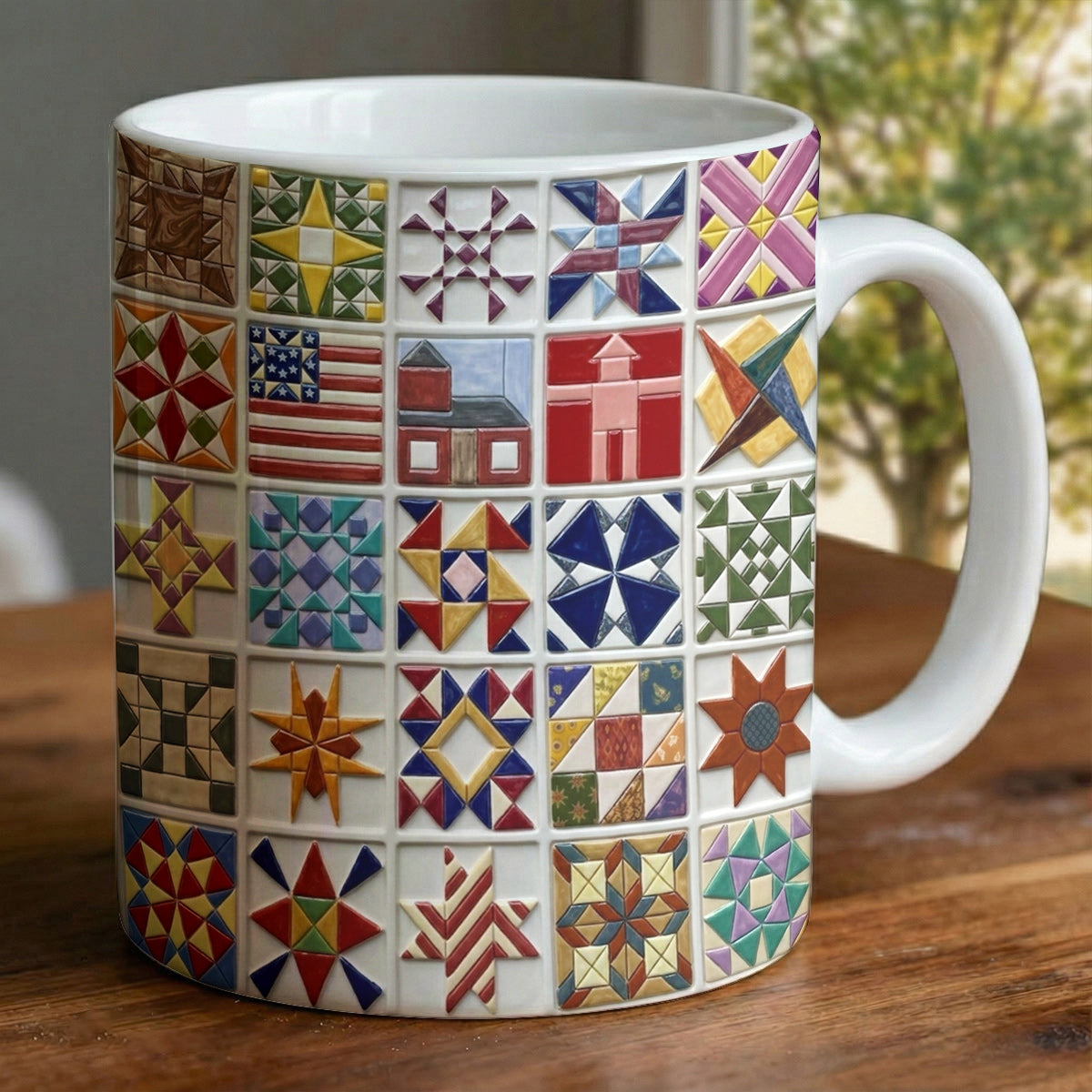 Sewing Lover Ceramic Mug Vintage Quilt Blocks
