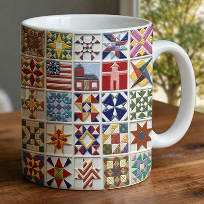 Sewing Lover Ceramic Mug Vintage Quilt Blocks