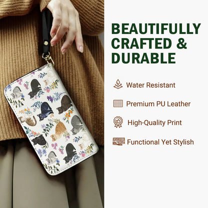 Cat Lover Leather Wallet Charming Floral Cats