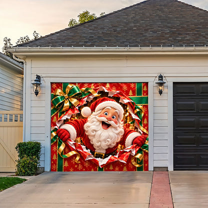 Christmas Garage Door Banner Decoration – Santa’s Magical Gift Box Surprise