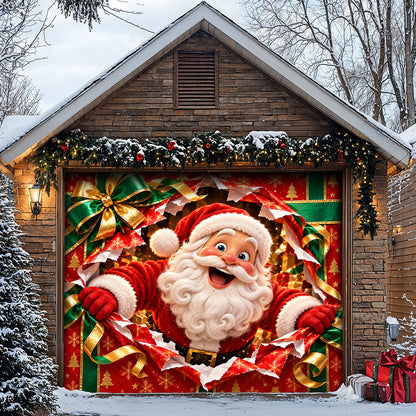 Christmas Garage Door Banner Decoration – Santa’s Magical Gift Box Surprise