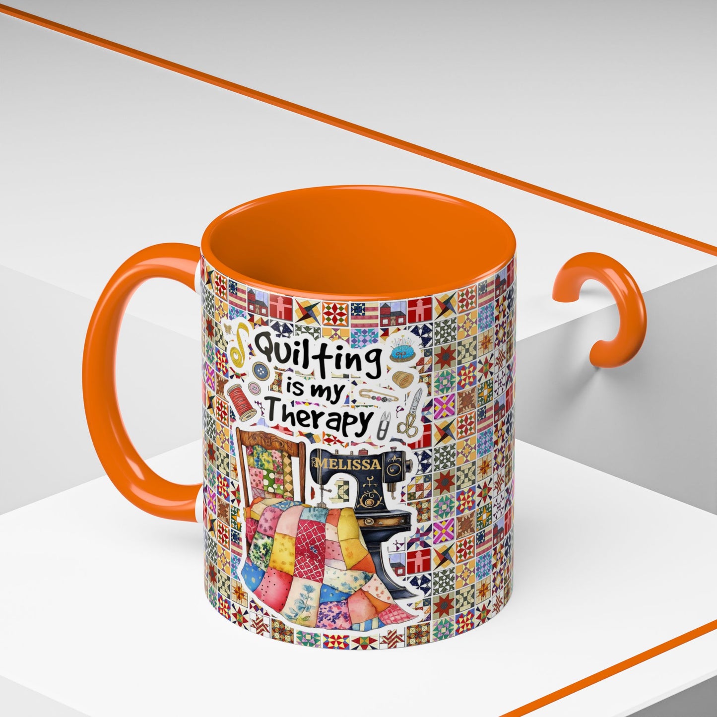 Quilting Lover Accent Mug Quilting Is My Therapy Personalized