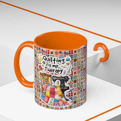 Quilting Lover Accent Mug Quilting Is My Therapy Personalized