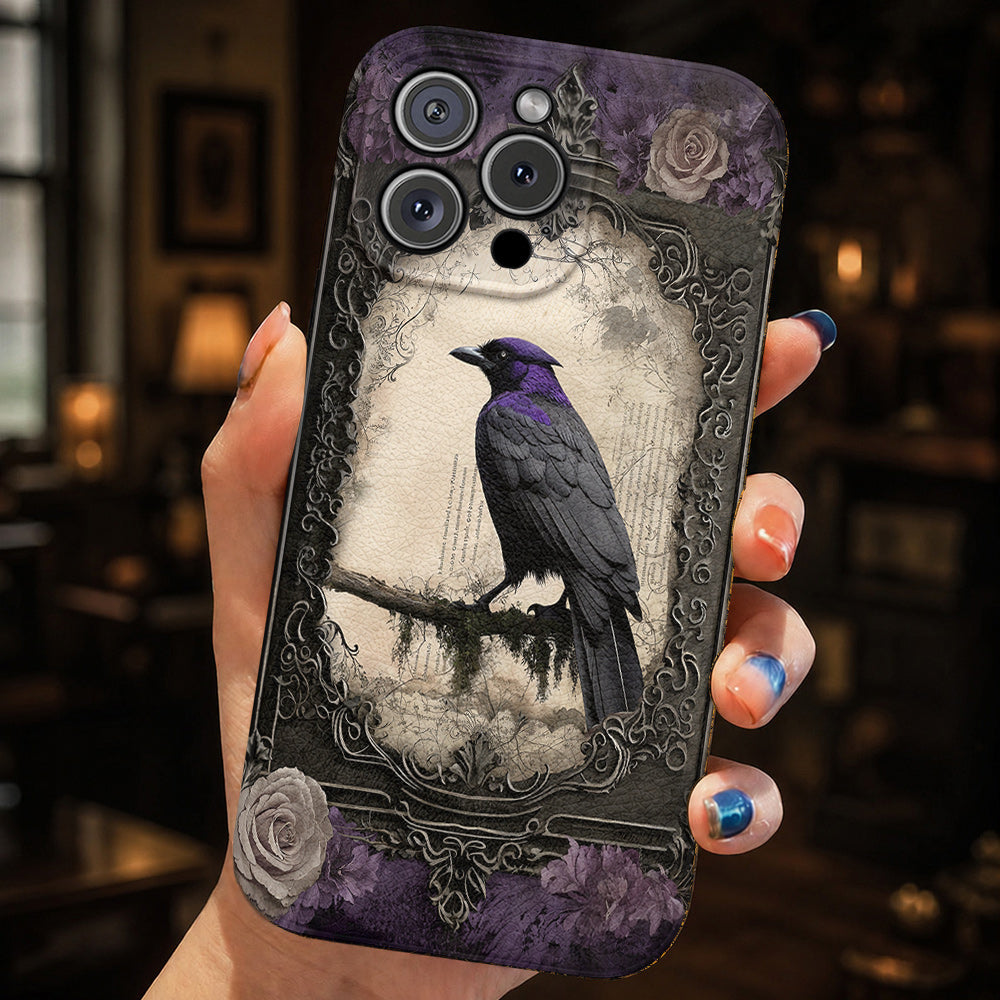 Gothic Leather Phone Case Violet Raven