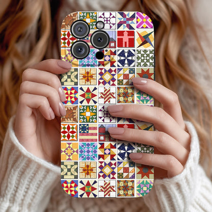 Sewing Lover Leather Phone Case Quilt Blocks