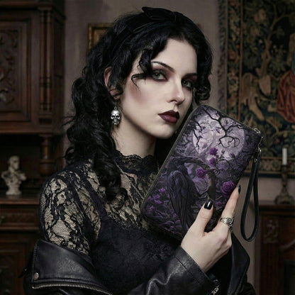 Gothic Leather Wallet Moonlit Raven