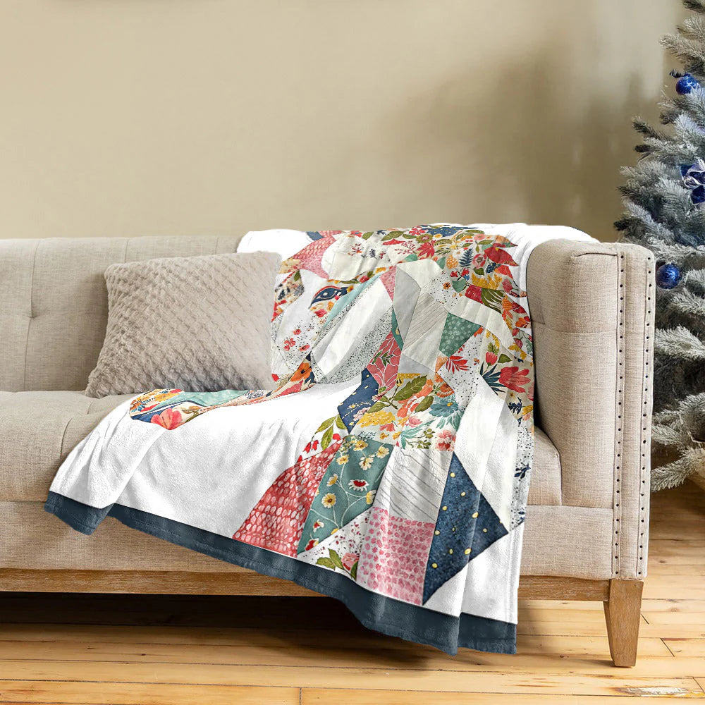 Horse Fleece Blanket Charming Floral Horse