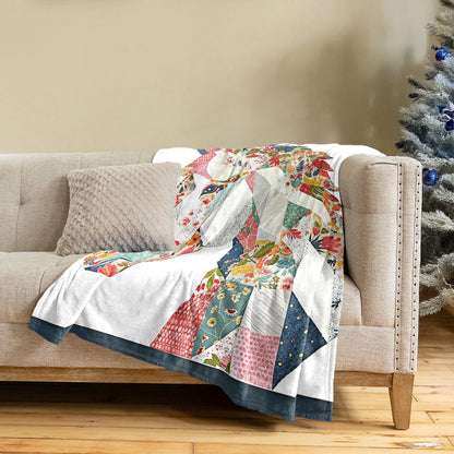 Horse Fleece Blanket Charming Floral Horse