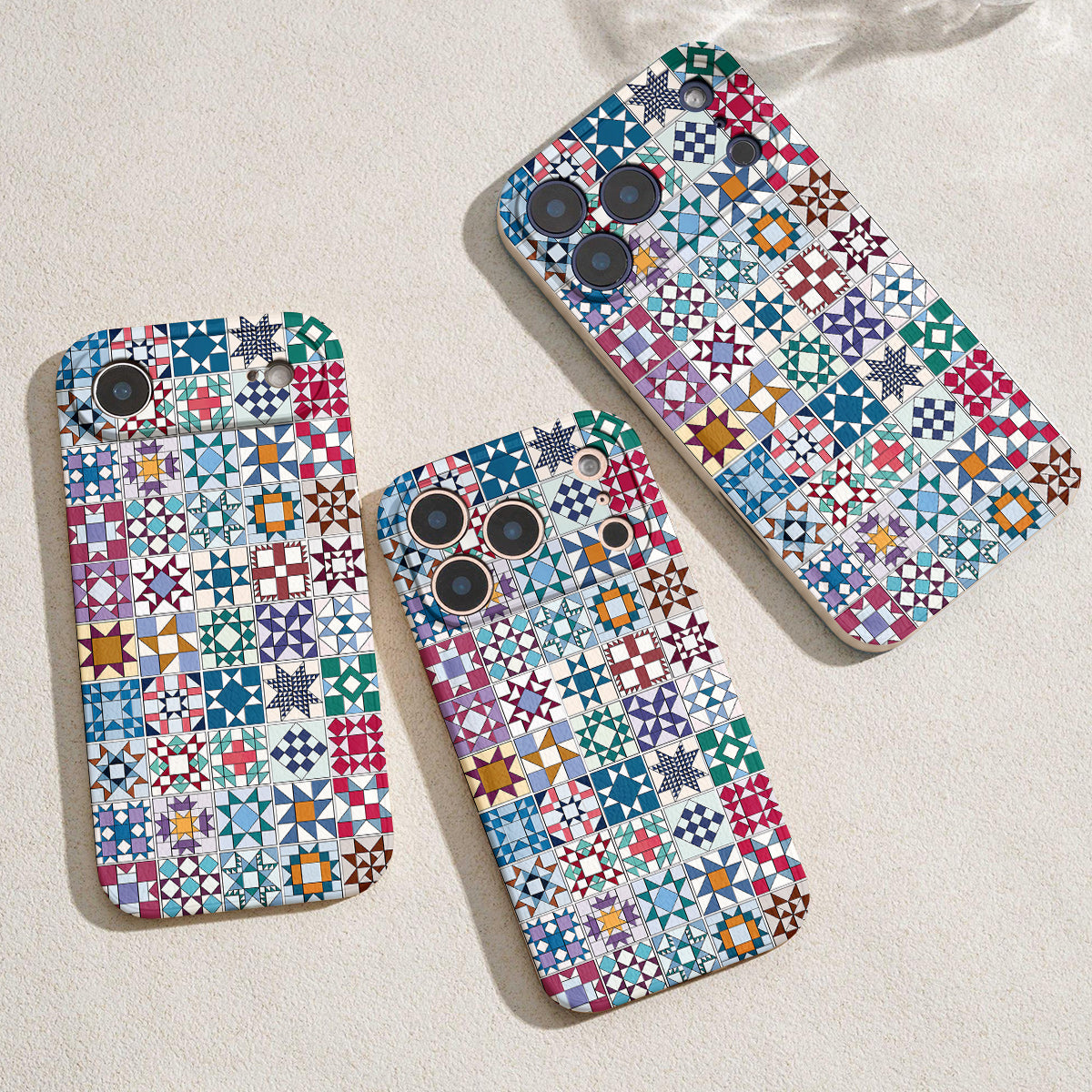 Sewing Lover Leather Phone Case Traditional Quilt Blocks