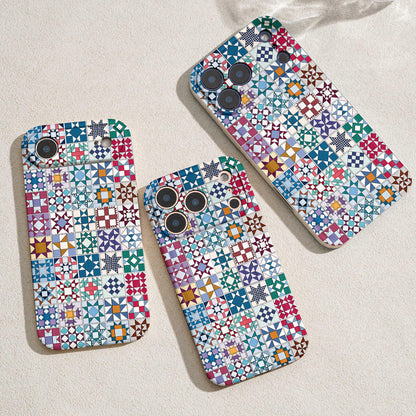 Sewing Lover Leather Phone Case Traditional Quilt Blocks