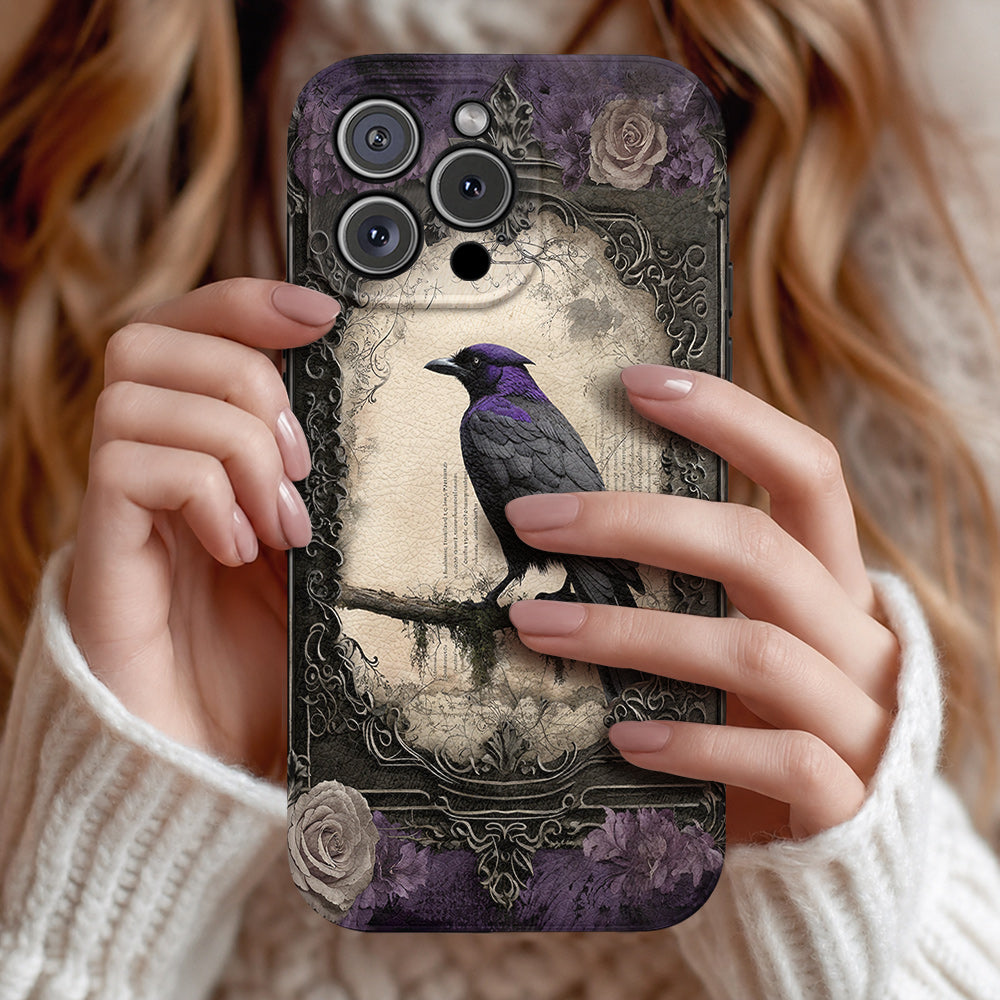 Gothic Leather Phone Case Violet Raven