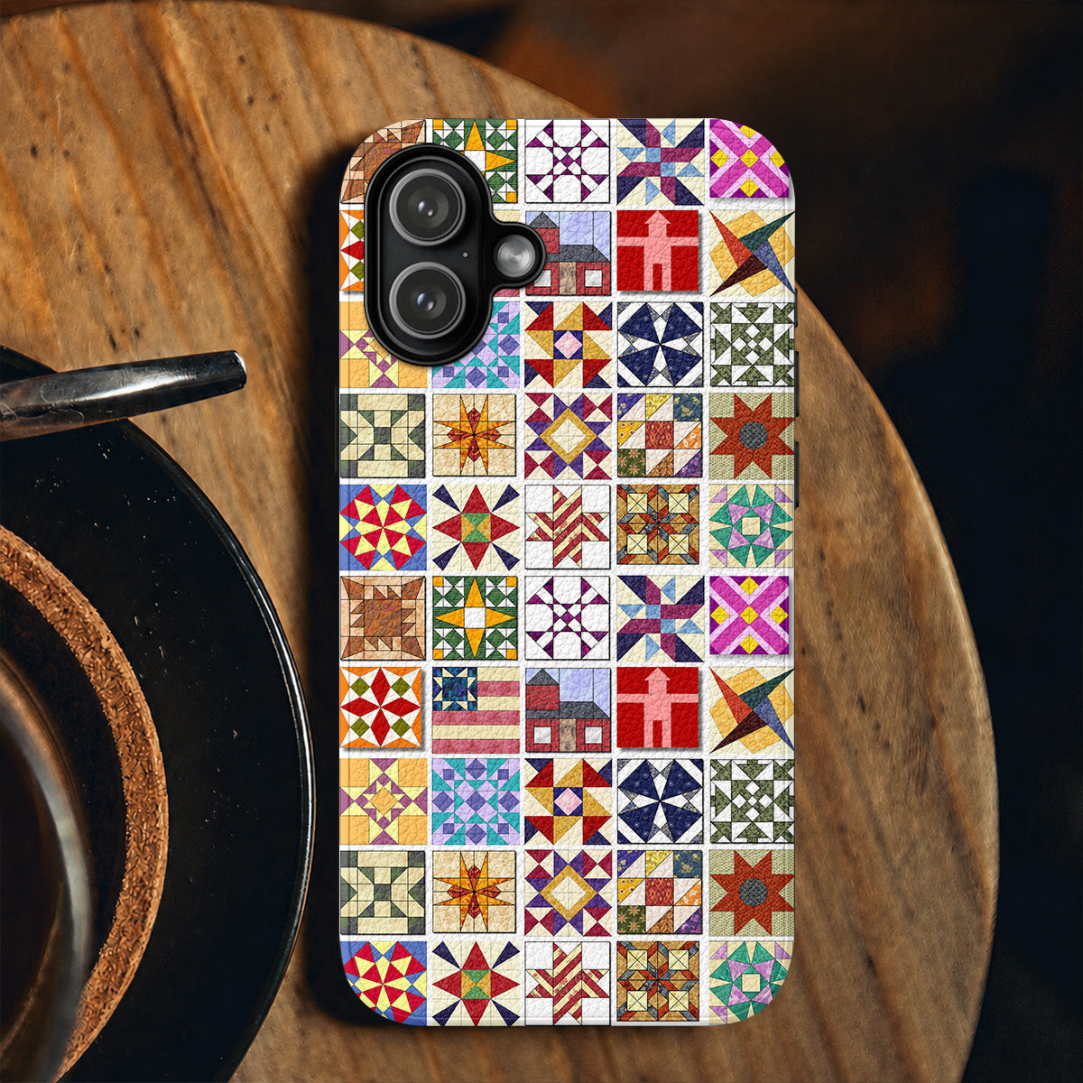 Sewing Lover Leather Phone Case Quilt Blocks