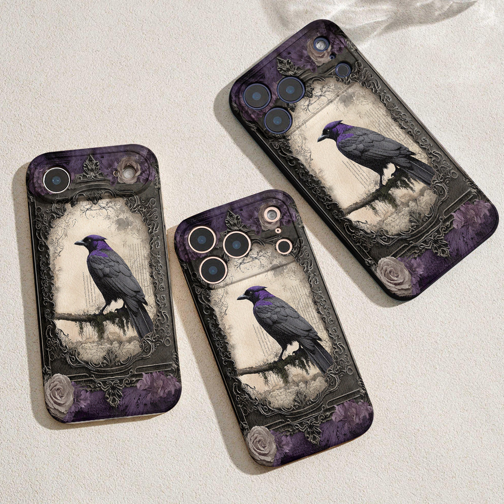 Gothic Leather Phone Case Violet Raven