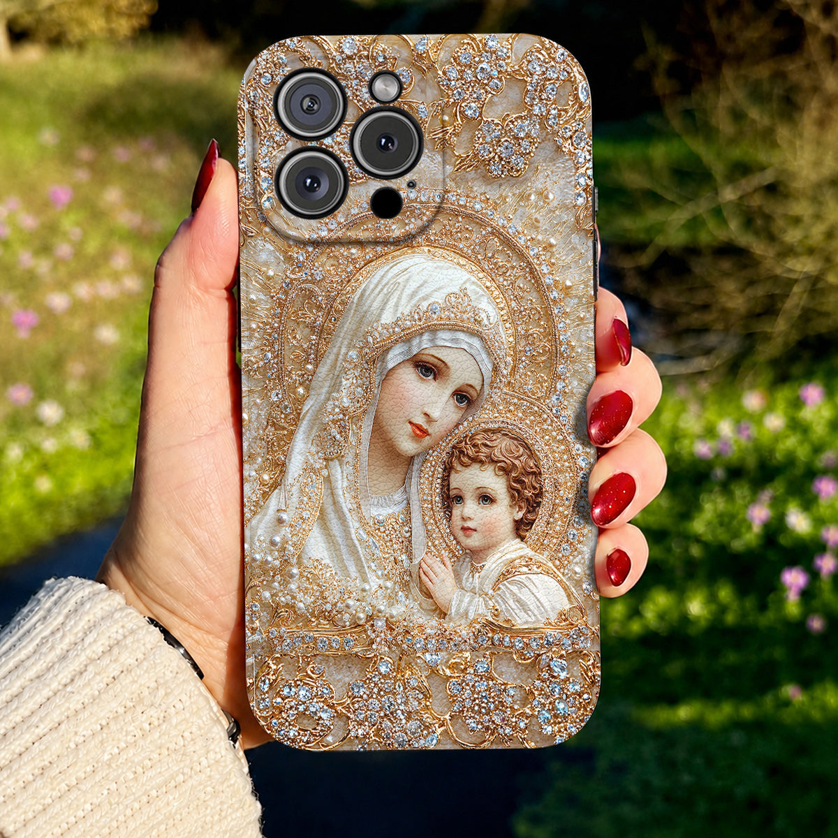 Mary Leather Phone Case Heavenly Grace In Radiant Splendor