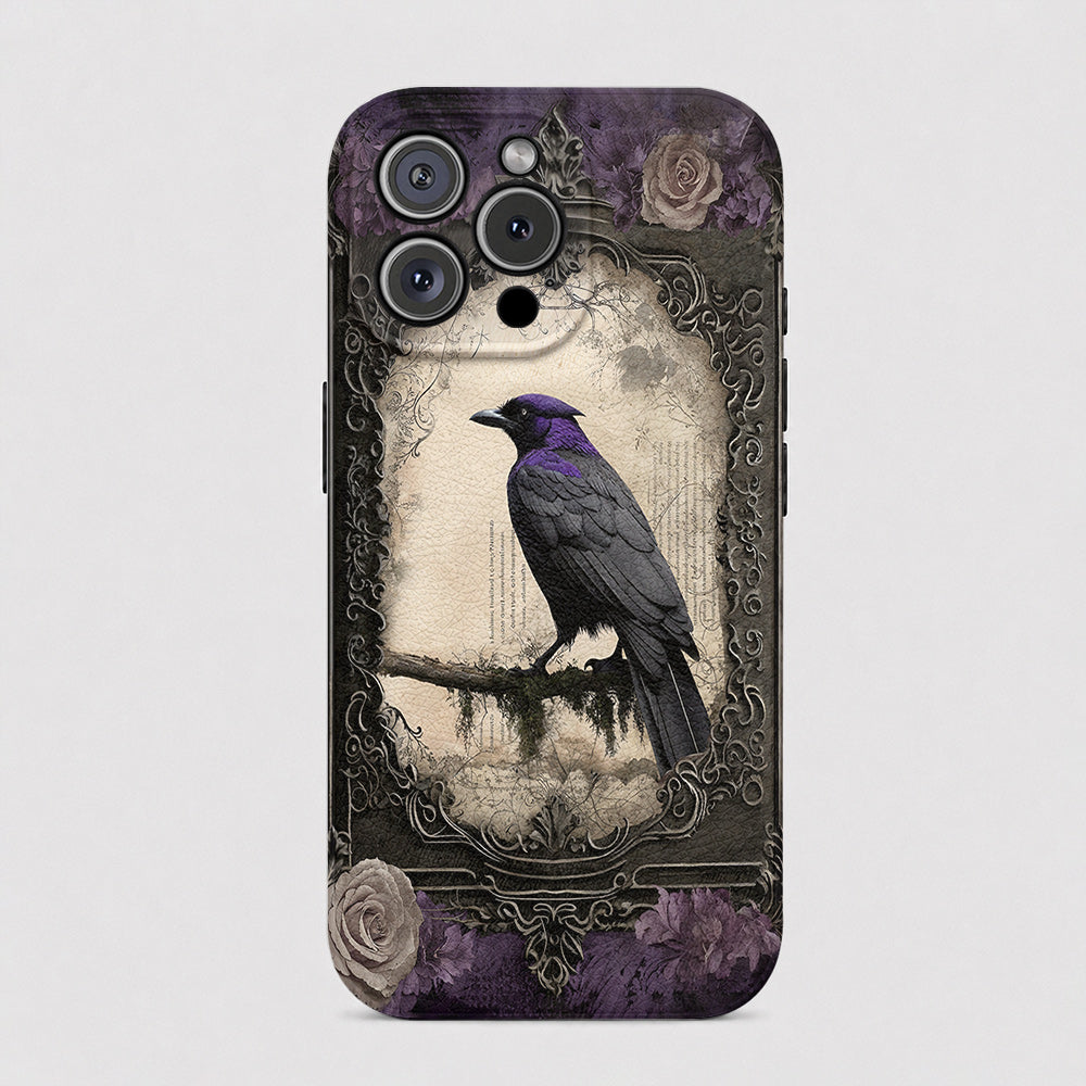 Gothic Leather Phone Case Violet Raven