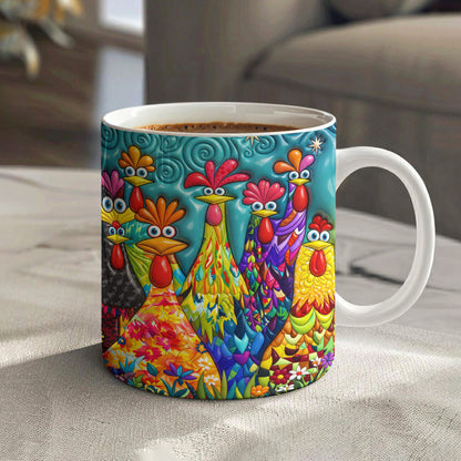 Chicken Ceramic Mug Colorful Chicken Garden